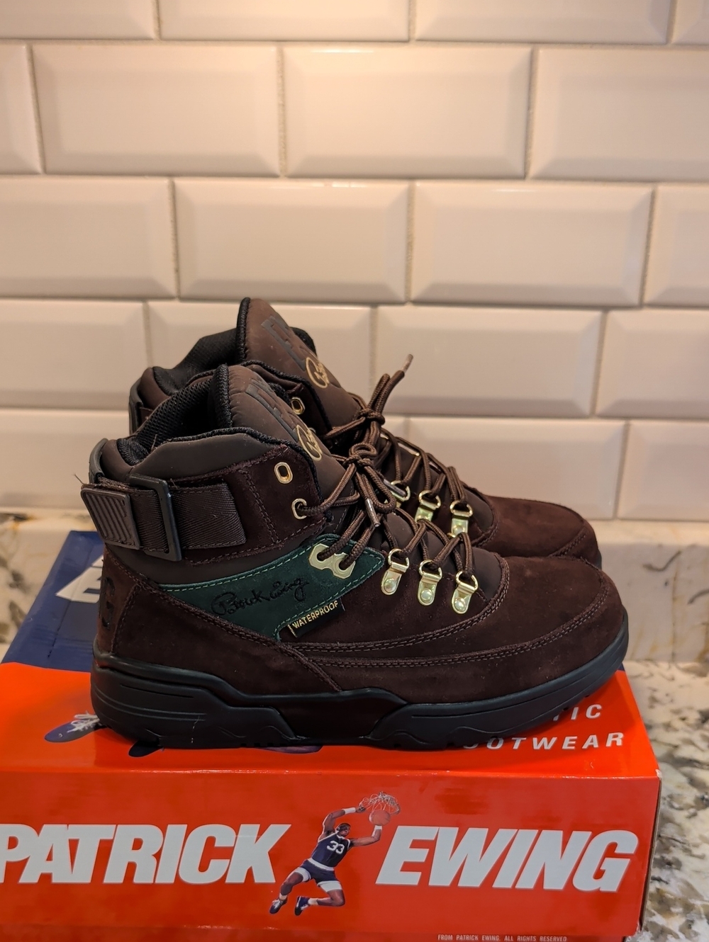 Rare Patrick Ewing 33 Hi Winter Mens Brown Basketball Sneakers Kicks Size 8.5 - Picture 6 of 11